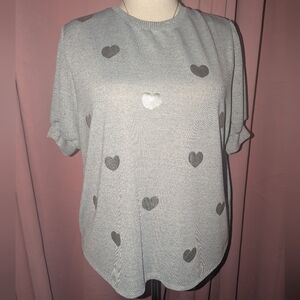 LOVE + LACE Heart Print Lightweight Sweater 2x